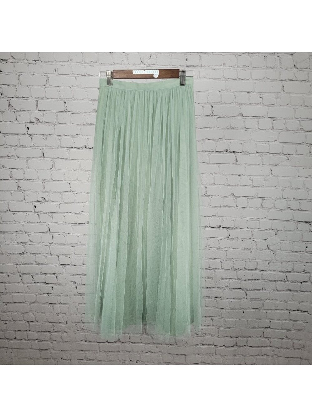 Jenny Yoo Collection Green Sheer Overlay Lined Maxi A Line Skirt Size 0 (28x37)